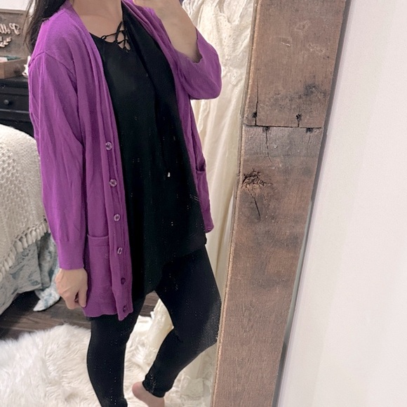 Basic Editions Women's Purple Cardigan Sweater size 3X - Picture 2 of 6
